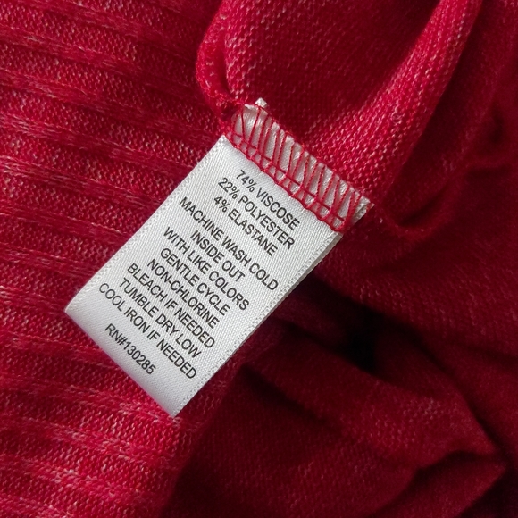 Per Se Womens Plus Size 2X Vibrant Red Coral Soft Long Sleeve Sweater - Picture 11 of 11